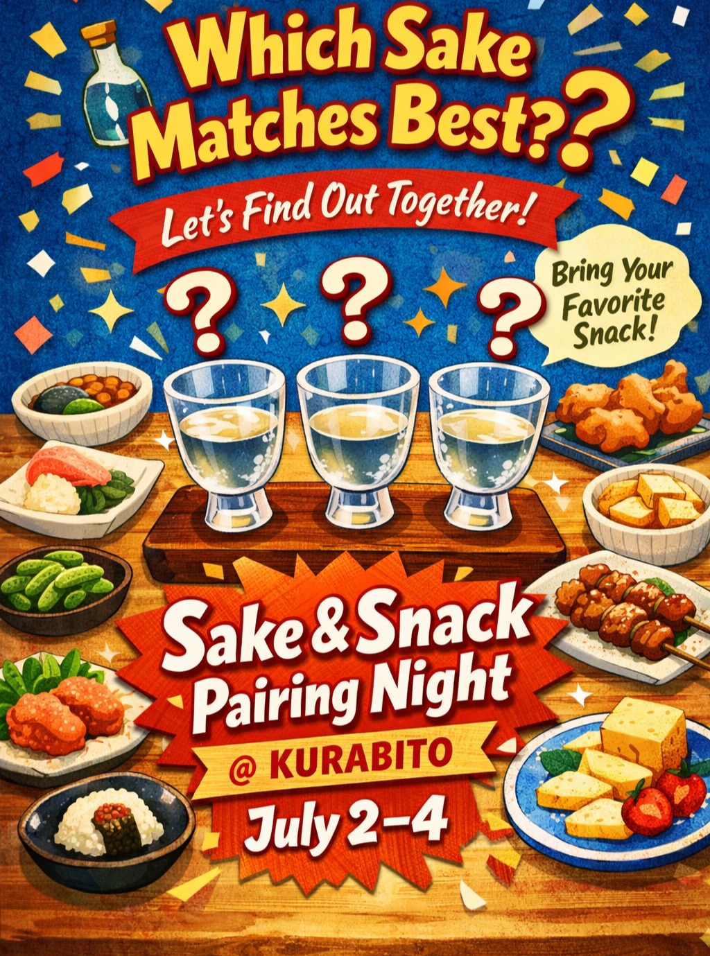Sake & Snack Pairing Night (Day 1 of 3)