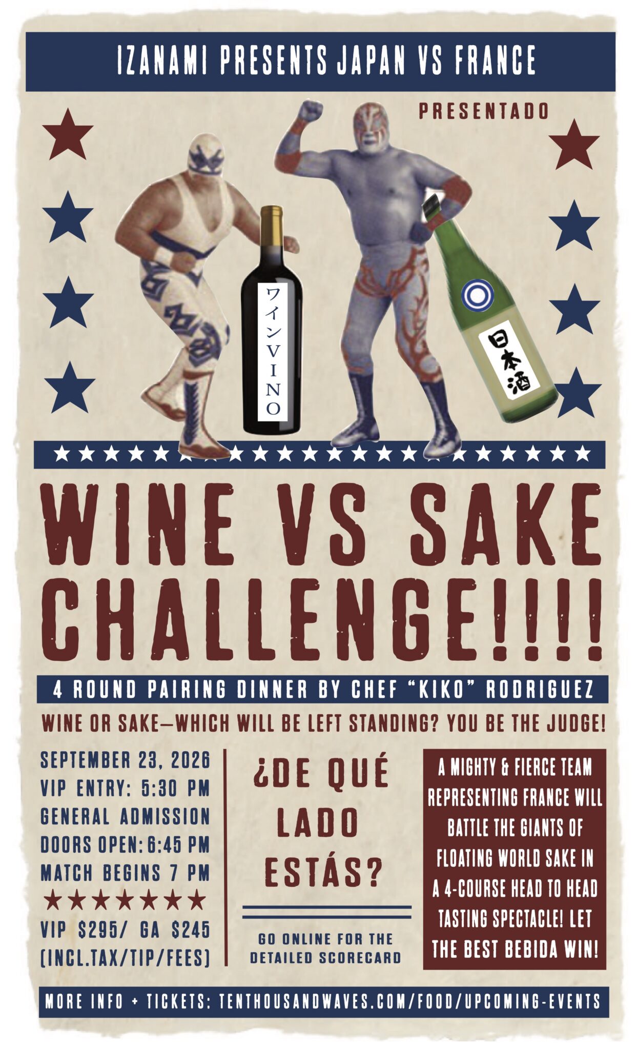 izanami’s 11th annual: wine vs. sake tasting dinner